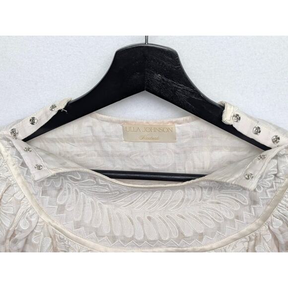 Ulla Johnson Bianca Hand Embroidered Cream Balloon Sleeve Dress 0 - Picture 7 of 13